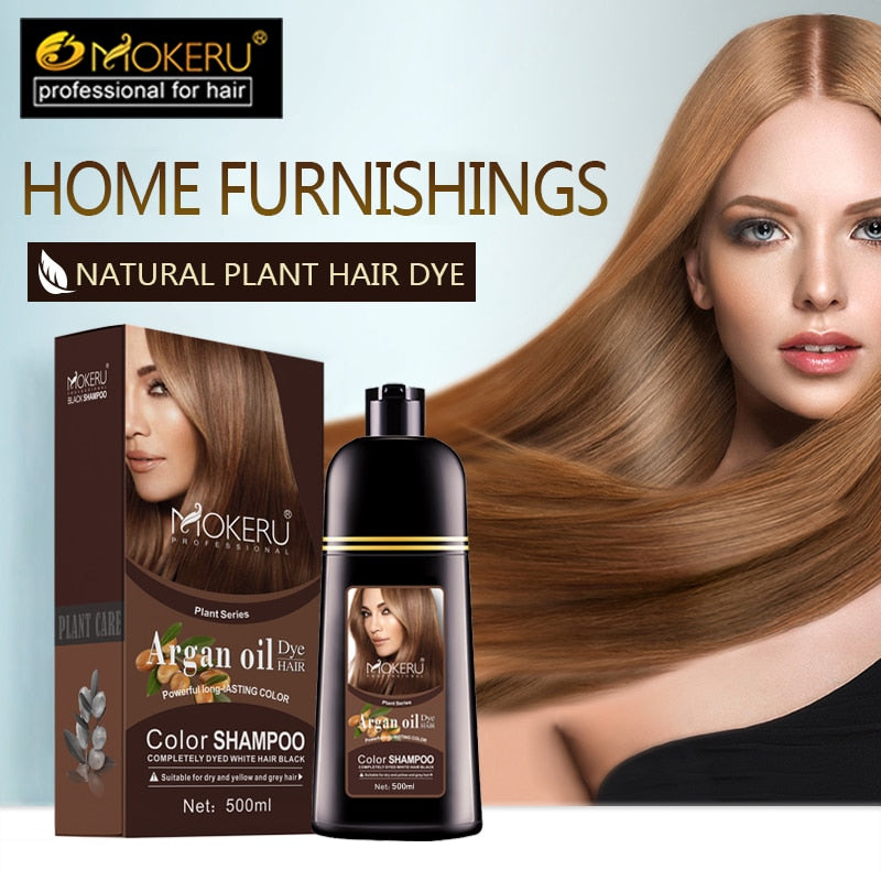 Mokeru 1pc 500ml Natural Organic Permanent Brown Hair Dye
