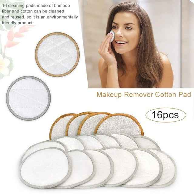 New Bamboo Reusable Organic Cotton Pads Makeup Remover Washable Facial Cleansing Microfiber Makeup Remover Or Sensitive Skin #
