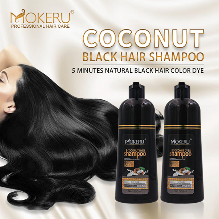 Mokeru 500ml Natural No Harm to Skin Organic Coconut Hair Color Shampoo Permanent Hair Color Dye Shampoo for Women