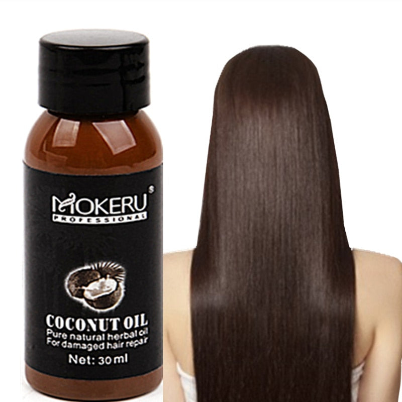 30ml Natural Organic Coconut Oil Hair Growth Treatment Prevent Hair Loss Oil Long Hair Damaged Repairing Tool for Female Women