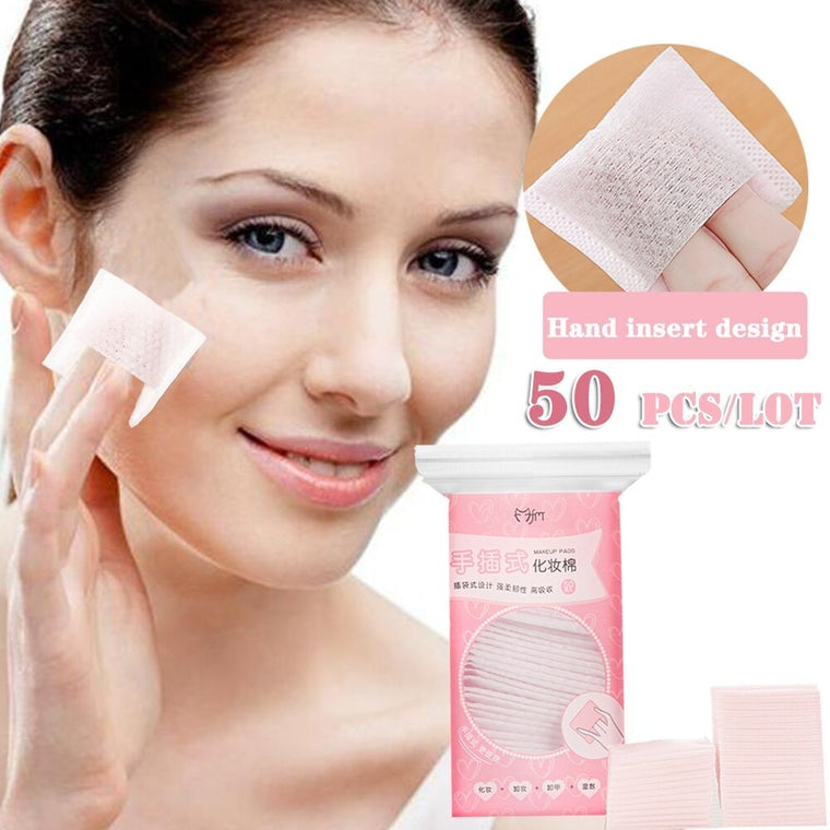 50Pcs/ Set Organic Cotton Pads Facial Cut Cleansing Makeup Puff Cosmetic Makeup Remover Wipes Face Wash Cotton Pads Health Care