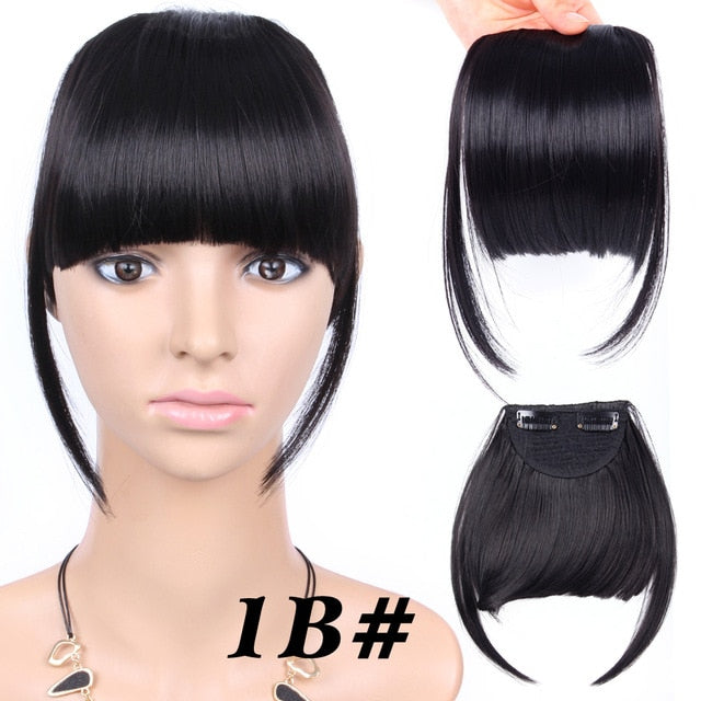 Leeons Natural Blunt Bangs Clip-In Dark Light Brown Black Synthetic False Hair Fringe Pure Colors 6" Flat Bang Hair Pieces