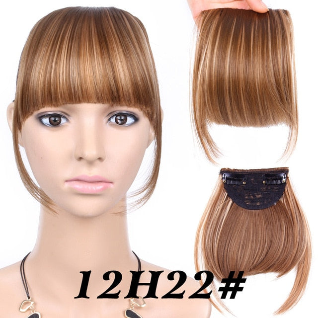 Leeons Natural Blunt Bangs Clip-In Dark Light Brown Black Synthetic False Hair Fringe Pure Colors 6" Flat Bang Hair Pieces