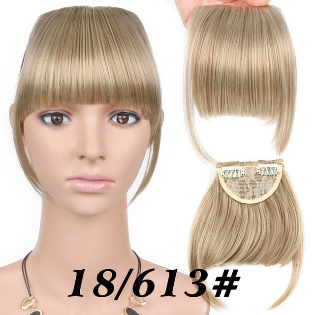 Leeons Natural Blunt Bangs Clip-In Dark Light Brown Black Synthetic False Hair Fringe Pure Colors 6" Flat Bang Hair Pieces