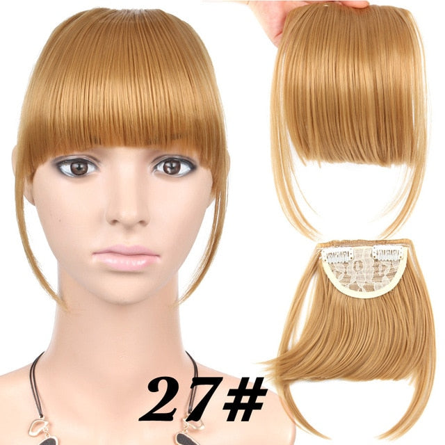 Leeons Natural Blunt Bangs Clip-In Dark Light Brown Black Synthetic False Hair Fringe Pure Colors 6" Flat Bang Hair Pieces