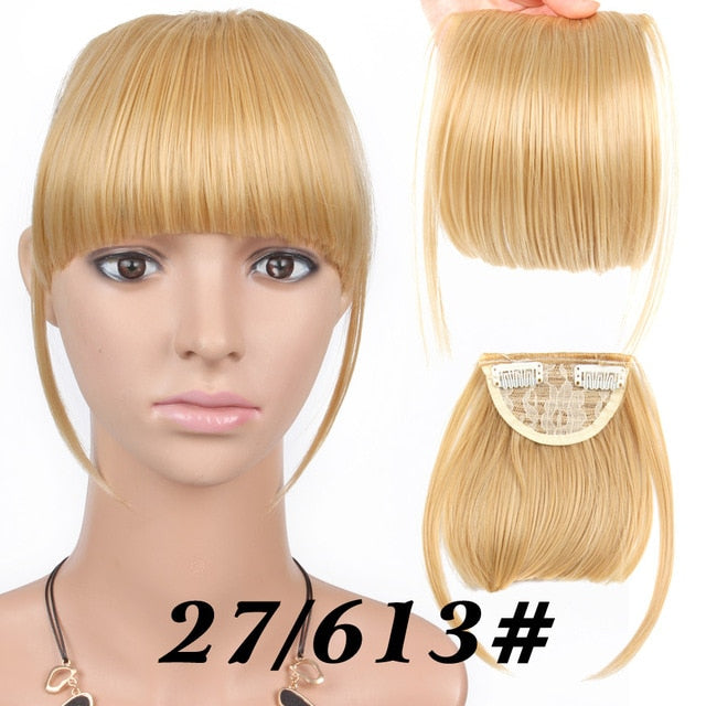 Leeons Natural Blunt Bangs Clip-In Dark Light Brown Black Synthetic False Hair Fringe Pure Colors 6" Flat Bang Hair Pieces