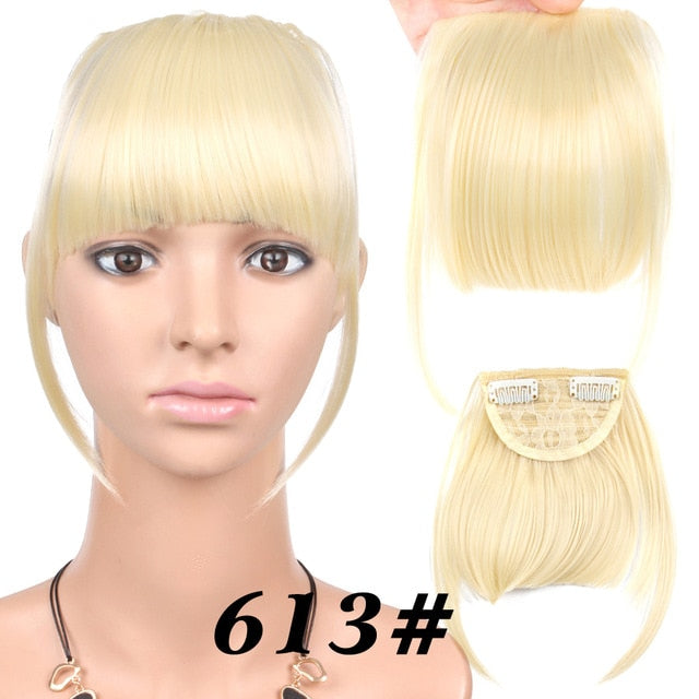 Leeons Natural Blunt Bangs Clip-In Dark Light Brown Black Synthetic False Hair Fringe Pure Colors 6" Flat Bang Hair Pieces