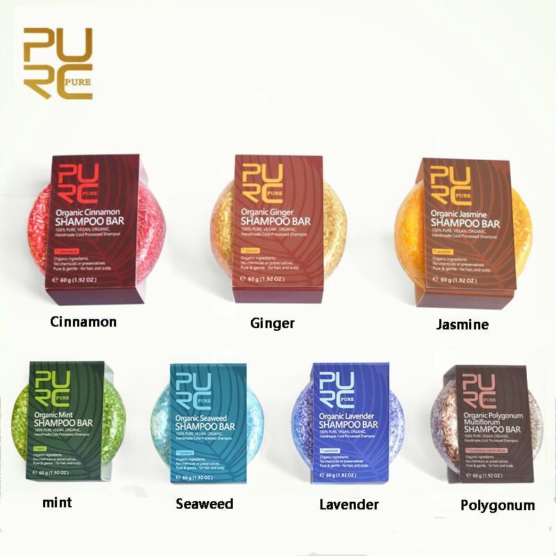 7Pcs/Lot PURC Plant Organic Shampoo Bar 100% Handmade Cold Processed Hair Shampoo No Chemicals Or Preservatives Womens Hair Care